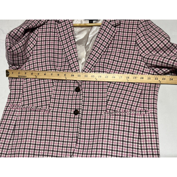 J Crew Campbell Blazer Womens XXL Pink Houndstooth Wool Blend Jacket Preppy 90s - Picture 8 of 13